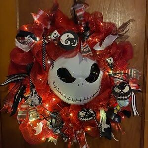 Nightmare before Christmas handcrafted wreath RED